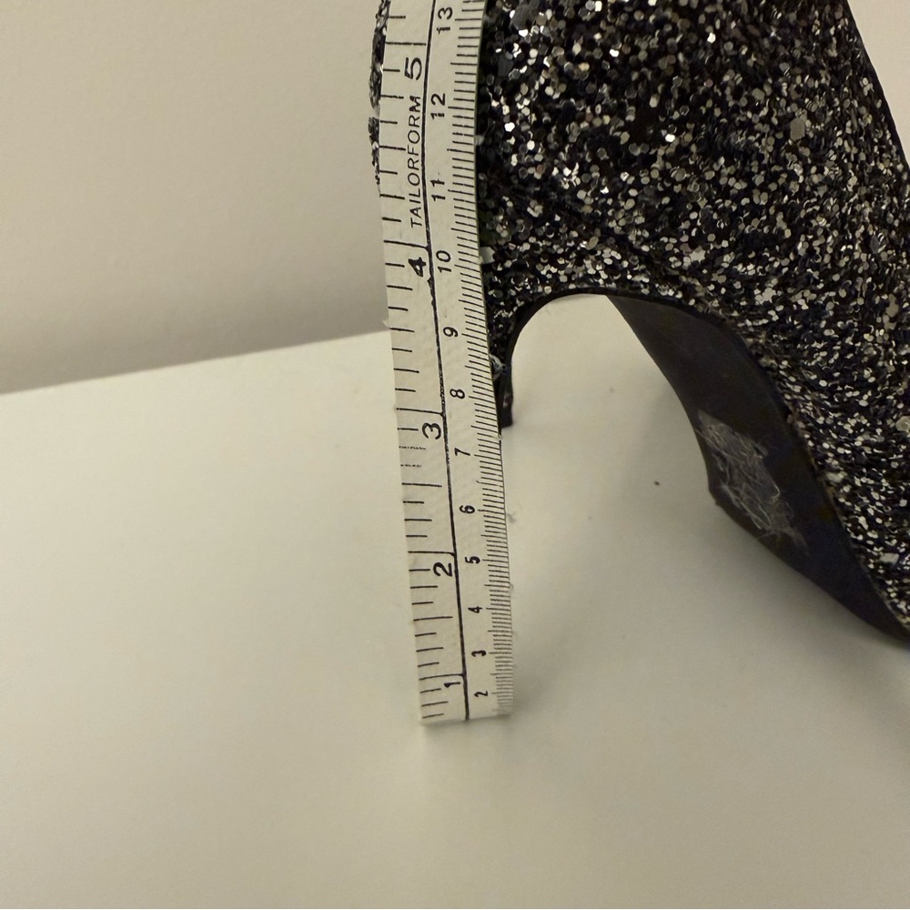 London Fog "Anya" Silver & Black Ombré Glitter Pointed Toe Pumps - Size 5 - Picture 9 of 9